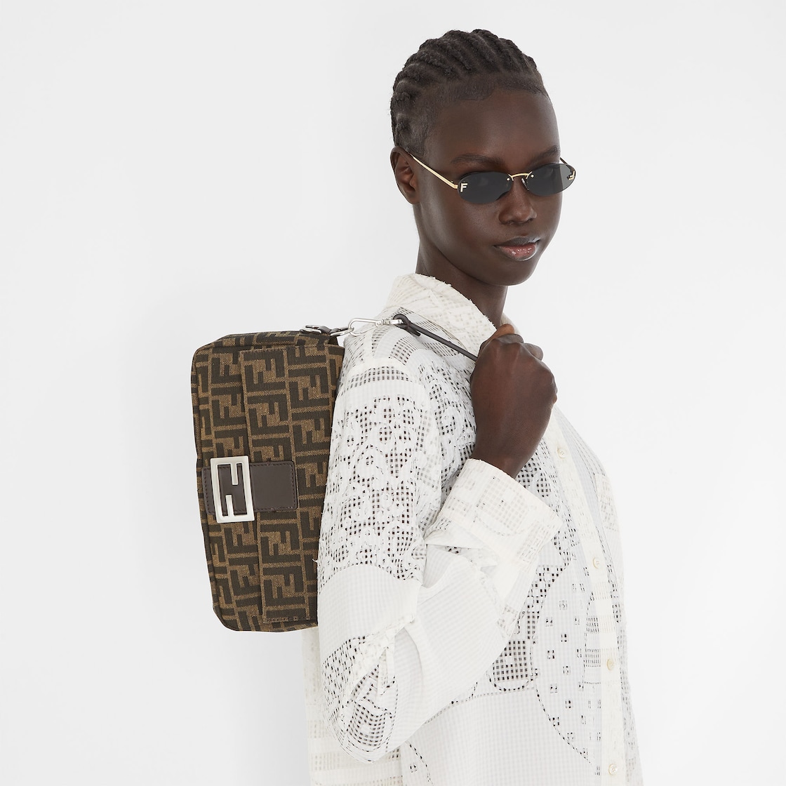 FENDI Baguette® Tobacco brown FF jacquard fabric bag - Image 7